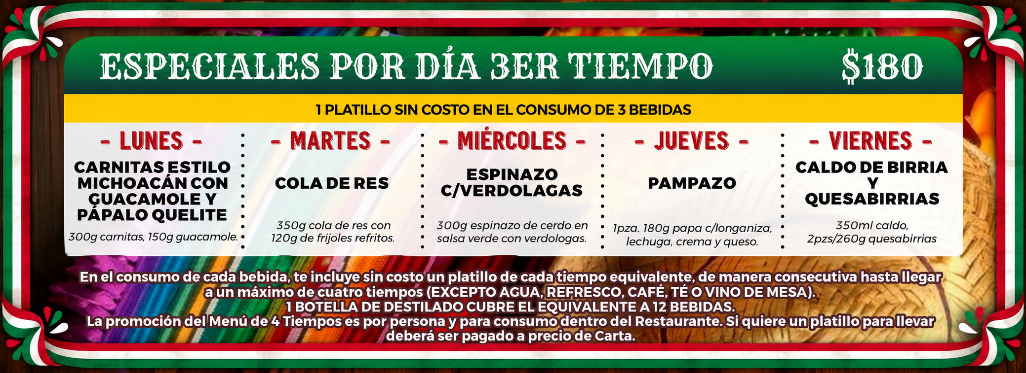 Menú - Especiales 3er Tiempo